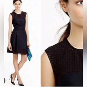 J.Crew Black Perforated Silk Blend A-Line Mini Cocktail Dress women size 6 p